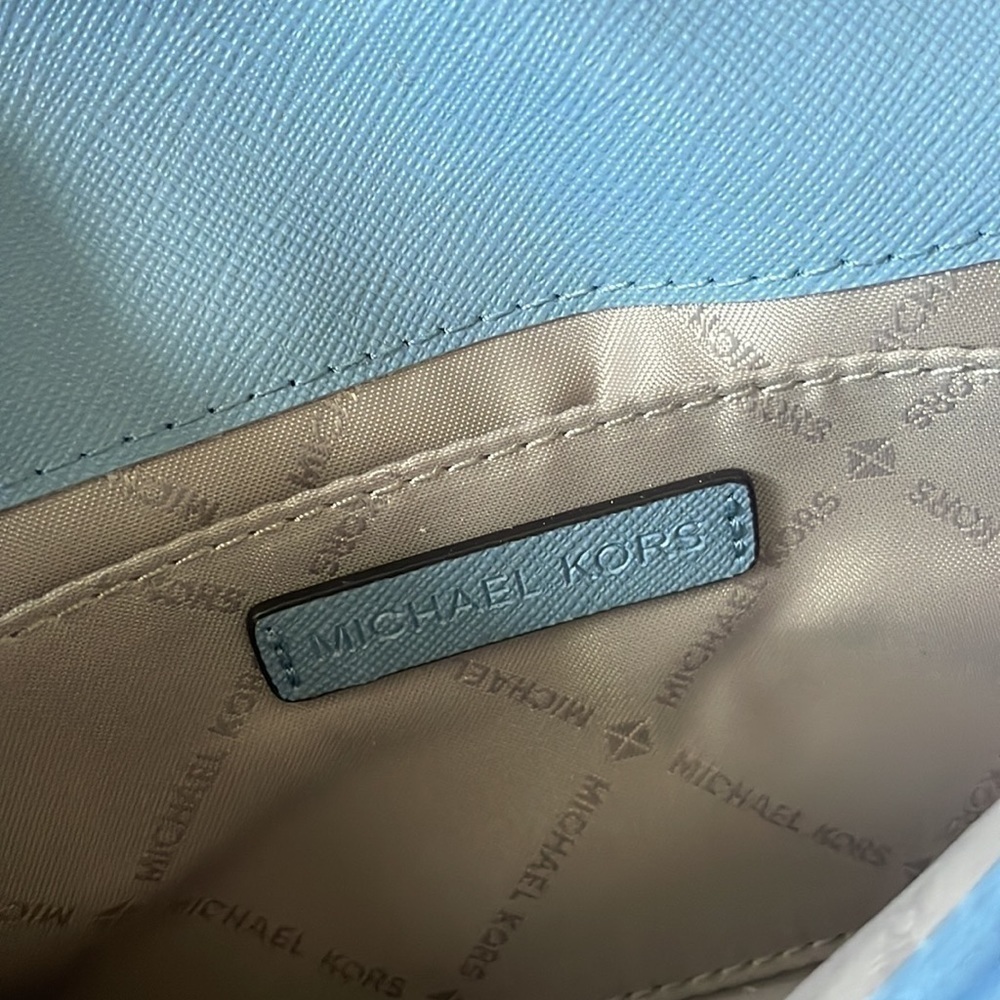 Brand New Michael Kors Genuine Leather Chambray Blue Snap Wallet Clutch - Picture 14 of 16